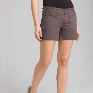 prAna Tess Shorts Women’s 4 Organic Cotton Brown  Outdoor Hiking A5 Stretch Fade